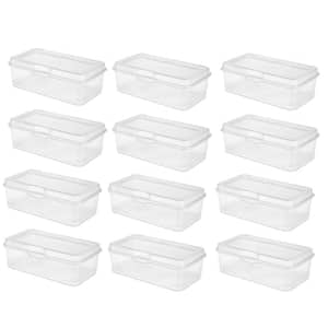 6-Quart Plastic Stacking FlipTop Latching Storage Container, Clear, (12 Pack)