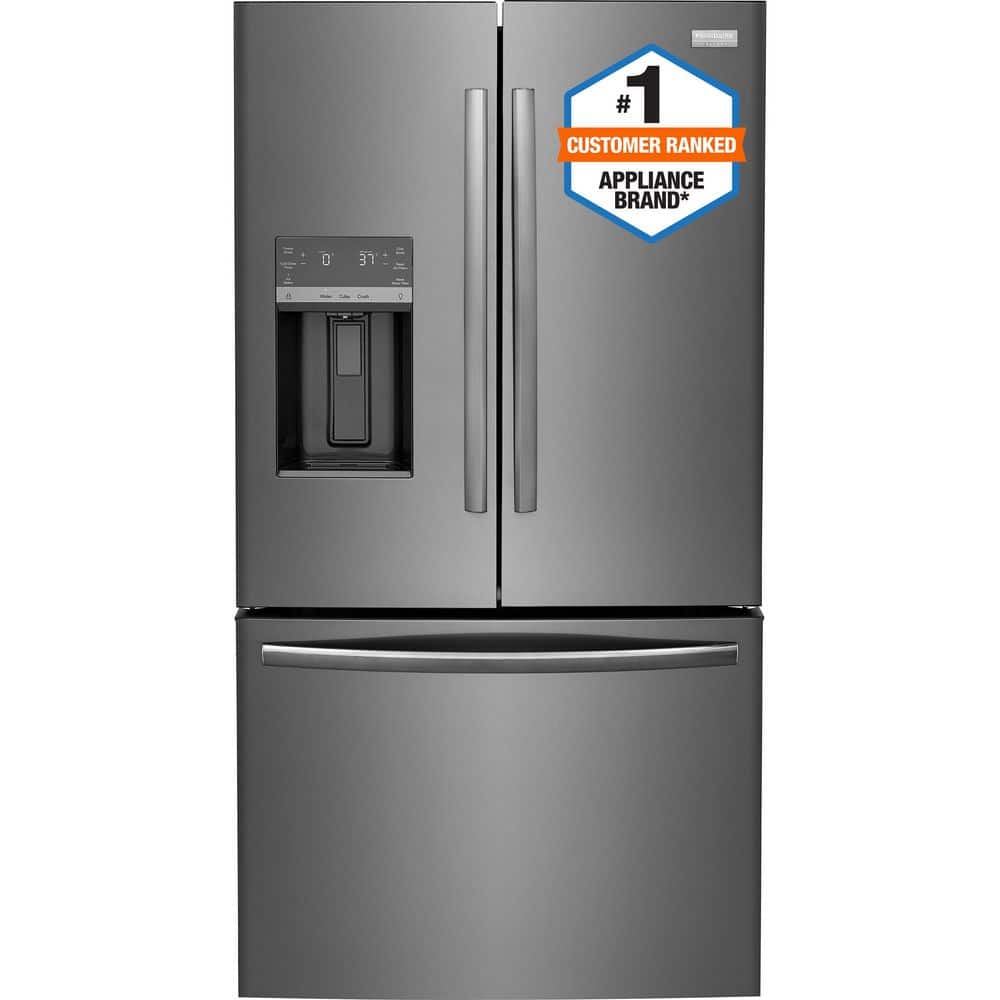 36 in. Gallery 28 cu. ft. Standard Depth French Door Refrigerator in Smudge-Proof Black Stainless Steel