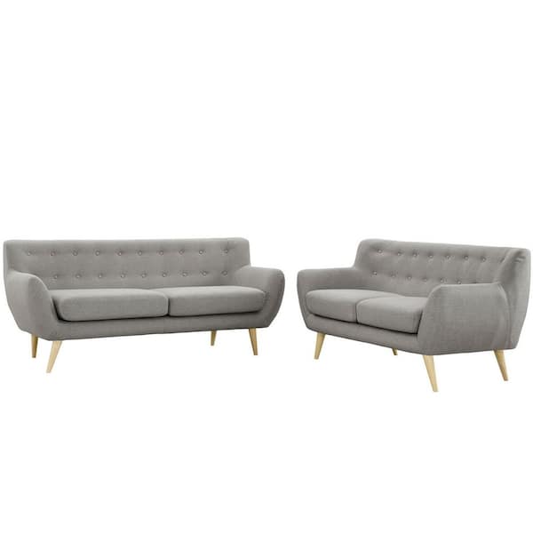 MODWAY Remark 135.5 in. Slope Arm Polyester Rectangle Sofa in. Light Gray