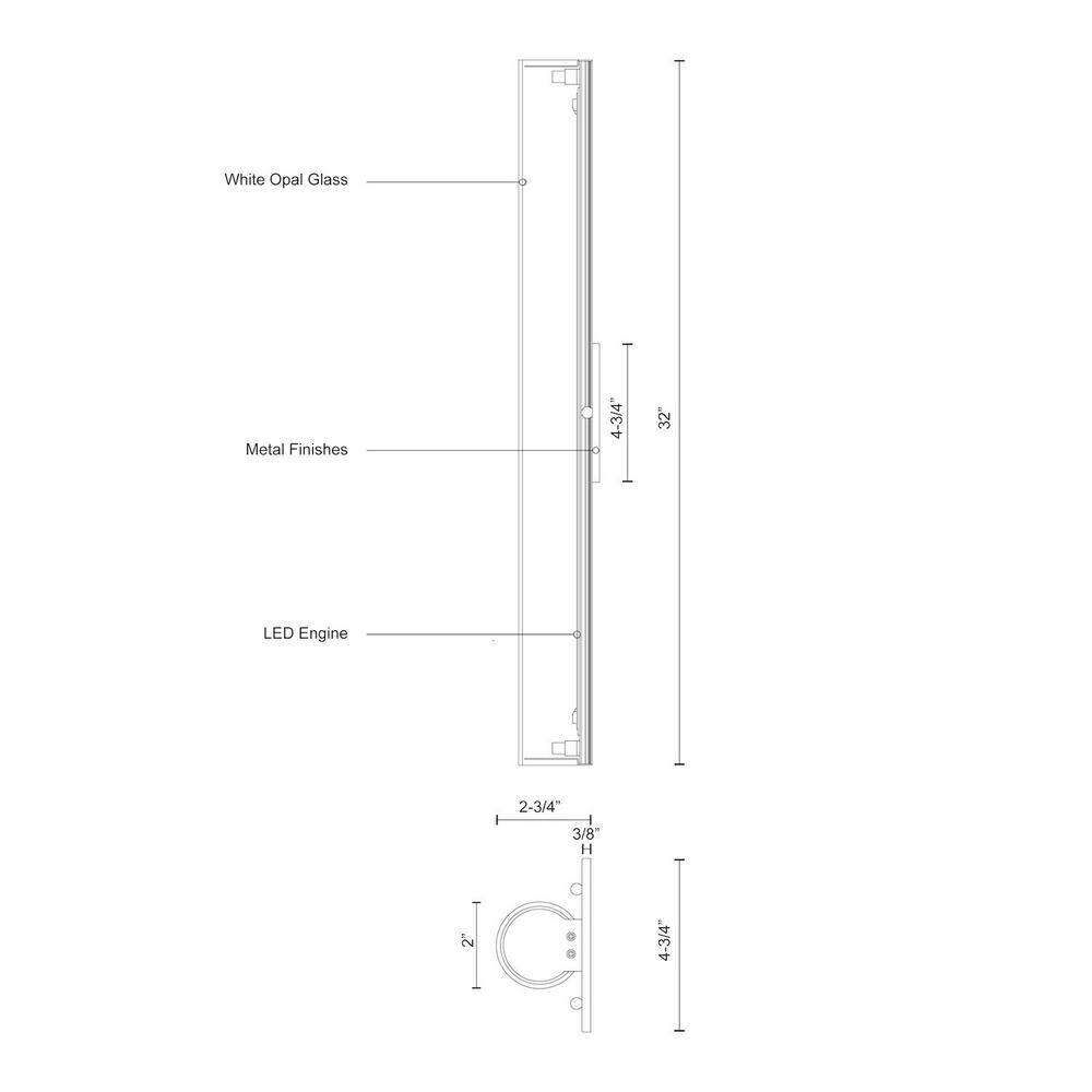 Bute 32" Chrome Dimmable Electric Wall Sconce