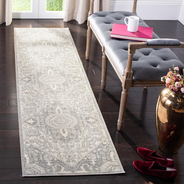 Brentwood Gray/Cream 2 ft. x 14 ft. Geometric Runner Rug