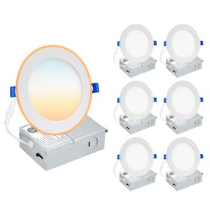 4 in. Adjustable 5CCT Canless LED Dimmable Indoor Integrated LED Recessed Downlight Kit with Night Light (6-Pack）