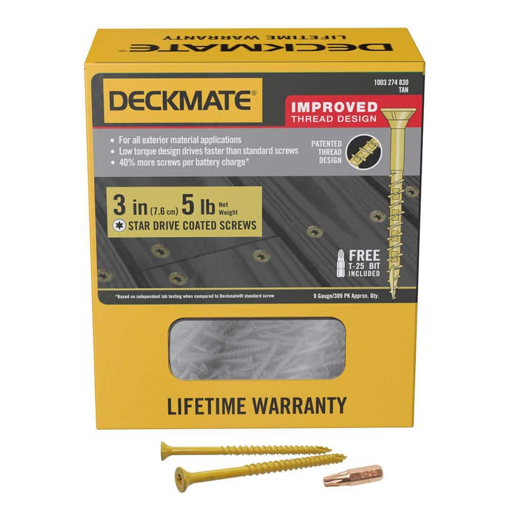 Deckmate #9 x in. Star Flat-Head Wood Deck Screw lbs.-Box (365-Piece)  115985 The Home Depot
