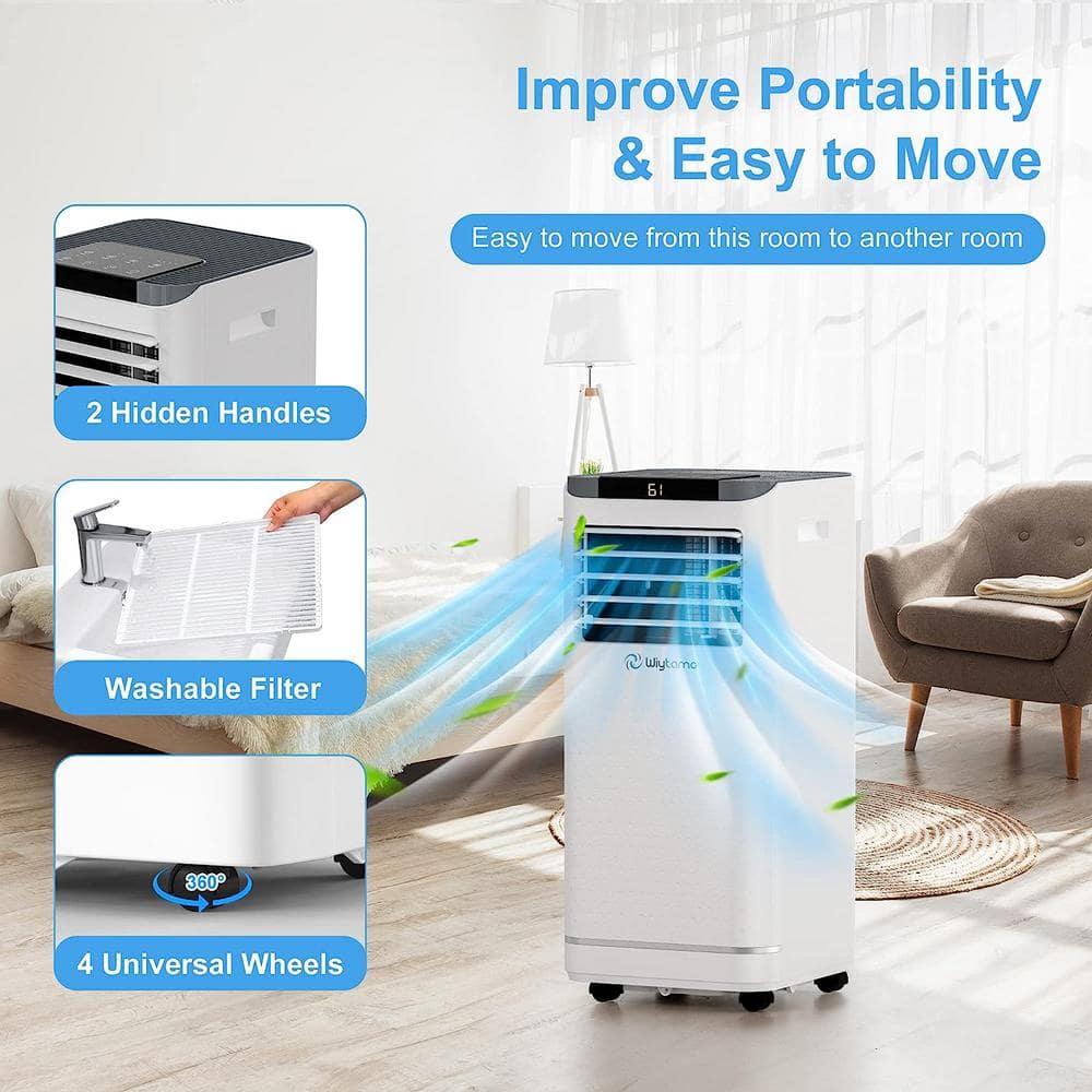 White 10,000 BTU Portable Air Conditioner with Heater and Remote