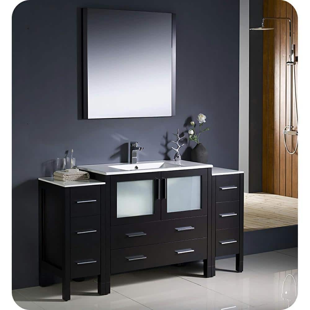 Espresso Engineered Wood 60" Freestanding Modern Vanity Base