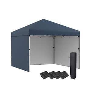 10 ft. x 10 ft. Outdoor Steel Instant Event/Party Tent Canopy and Gazebo with 3 Sidewalls and Height Adjustable in Blue