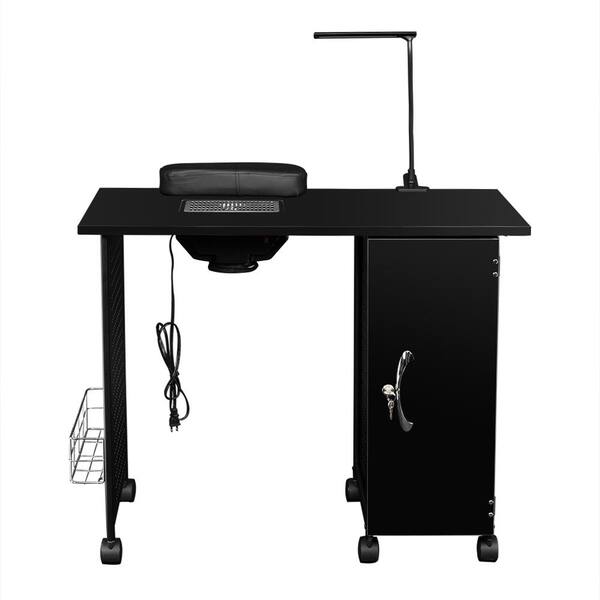 Winado 29 5 In Black Salon Manicure Metal Table Nail Desk With Led Light Dust Collecter The Home Depot