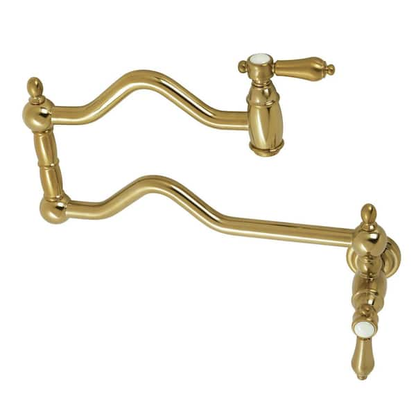 Kingston Brass Heirloom Wall Mount Pot Filler Faucets in Brushed Brass