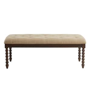 Beckett Tan/Morocco Brown Tufted Accent Bench 18.5 in. H x 48 in. W x 18 in. D