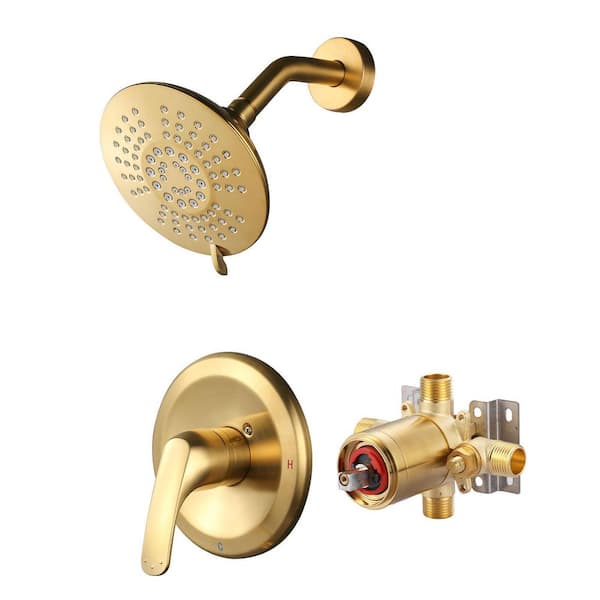 Single-Handle 5-Spray Shower Faucet 1.8 GPM with Adjustable Heads in. Brushed Gold