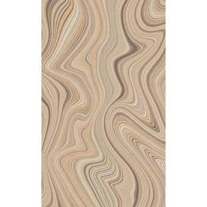 Camel Brown Abstract Geometric Curve Lines Print Non Woven Non-Pasted Textured Wallpaper 57 Sq. Ft.
