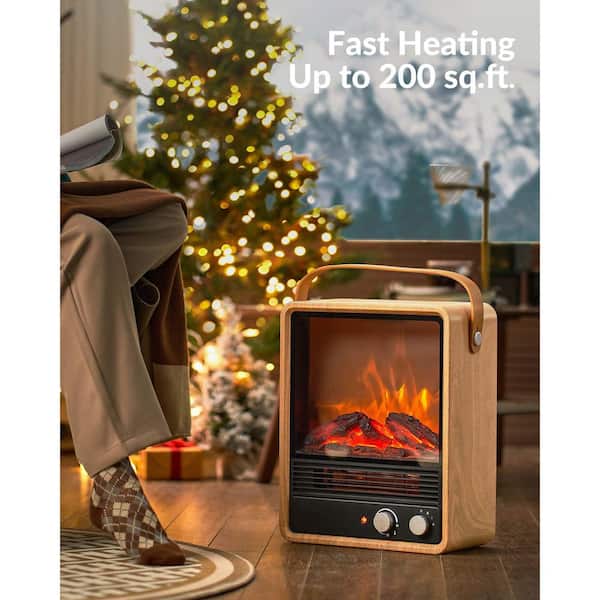 HEATEC ヒーテック 暖炉 FP-2203 レトロ インテリア 1500-Watt Brown Indoor Electric Space Heater Portable Fireplace