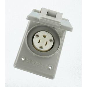 15 Amp 125-Volt Straight Blade Grounding Power Outlet Receptacle, Gray