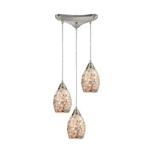 Capri 3-Light Satin Nickel and Gray Capiz Shell Pendant