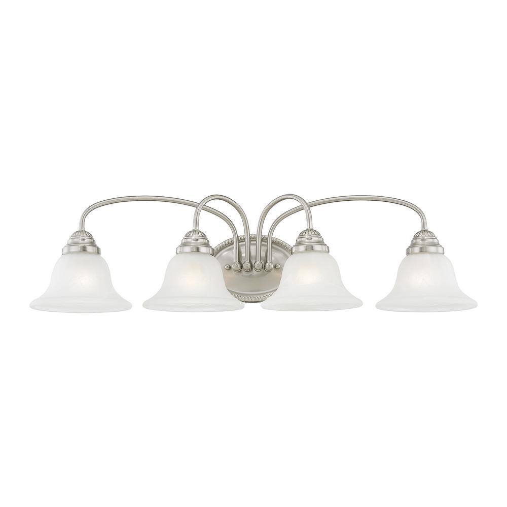 Edgemont 4-Light Vanity in Brushed Nickel with White Alabaster Glass