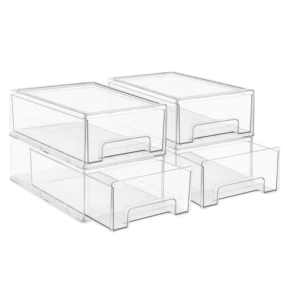 Sorbus (4 Pack : Medium) Clear Stackable Pull Out Organizer Bin
