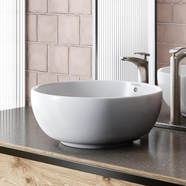 Swiss Madison Sublime Round Vessel Sink in White