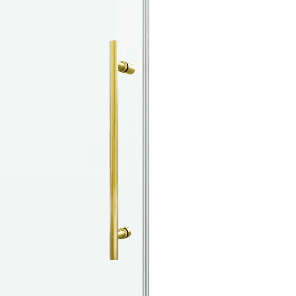 60 in. W x 60 in. H Brushed Gold Fixed & Sliding Shower Door with Clear Tempered Glass and Round Tube Hardware price history on PriceWatchPro