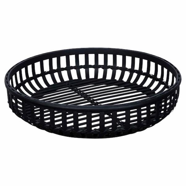 HomeRoots Amelia 14 in. W x 3.25 in. H x 14.25 in. D Round Black Wood Basket Strainers
