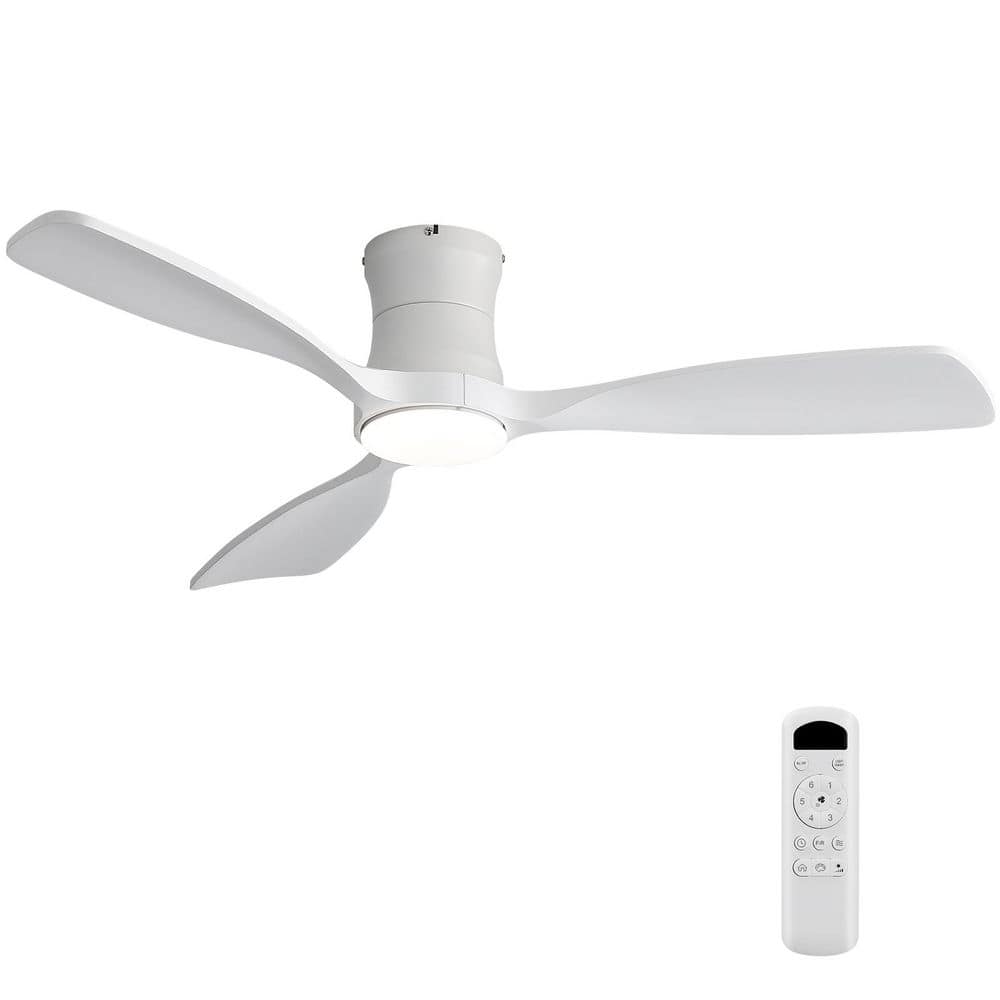 Modern 48 in. White 3 Wood Blades Flush Mount Standard Ceiling Fan with Dimmible Light and Remote and Memory Function price history on PriceWatchPro