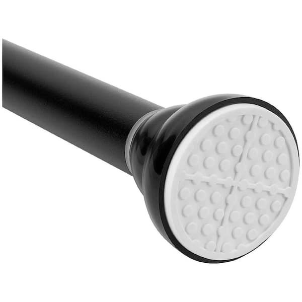 1-Pack Premium 2.30 in. W x 27.80 in. L Matte Black Stainless Steel Shower Curtain Liner, Adjustable Tension