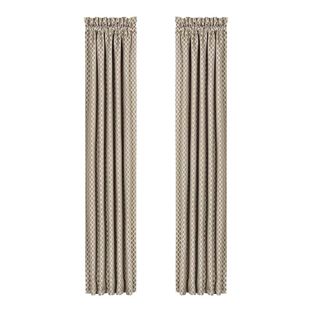 Champagne Jacquard Polyester Room-Darkening Window Panel Pair