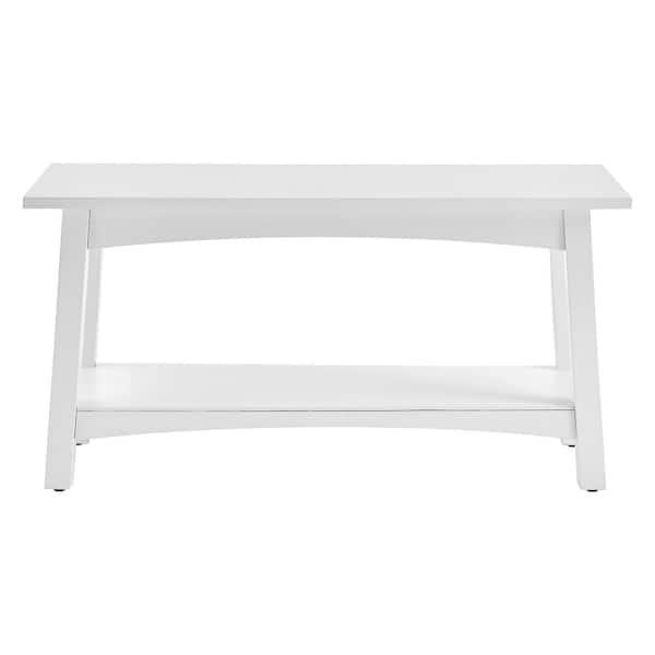 Alaterre Furniture Craftsbury 36 in. Solid Wood Entryway Bench with Storage Shelf - White Seating Bench for Hallway, Living Room or Foyer
