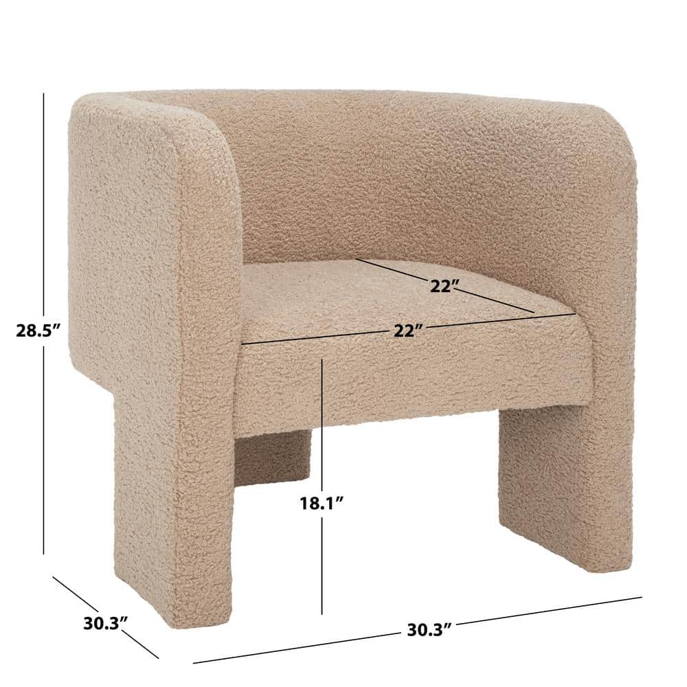 Elegant 30" Light Brown Faux Shearling Barrel Accent Chair