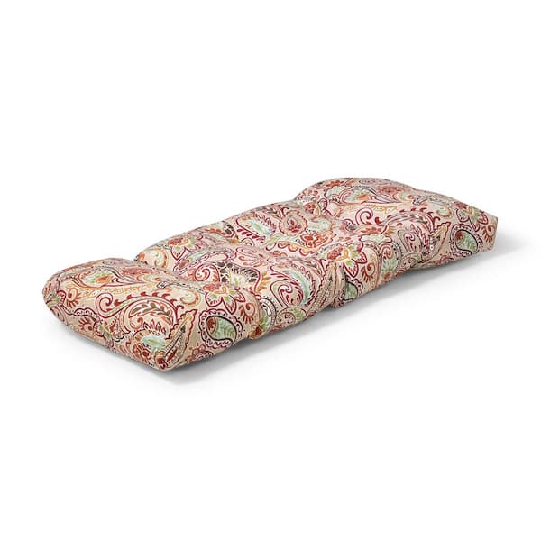 Unbranded 42 in. x 18 in. x 5 in. Chili Paisley Outdoor Tufted Bench Cushion