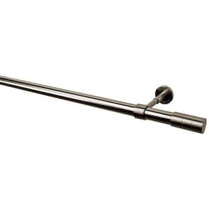 95 in. Intensions Single Curtain Rod Kit in Brushed Nickel with Cylinder Finials and Adjustable Brackets