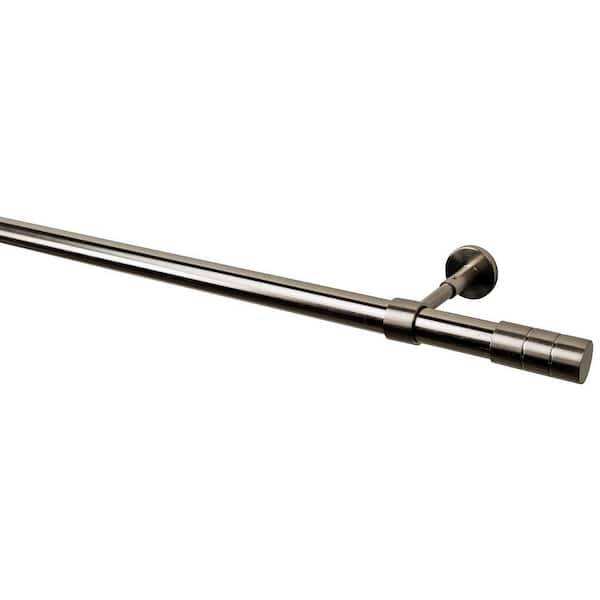 LTL Home Products 63 in. Intensions Single Curtain Rod Kit in Brushed Nickel with Cylinder Finials and Adjustable Brackets