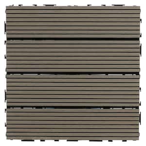 1 ft. W x 1 ft. L Composite Wood Interlocking Deck Tiles Straight Grain Gray (30-Pack)