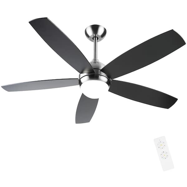 MODERN HABITAT WhisperBloom 52 in. Indoor Black Ceiling Fan with LED Light Bulbs and Remote Control