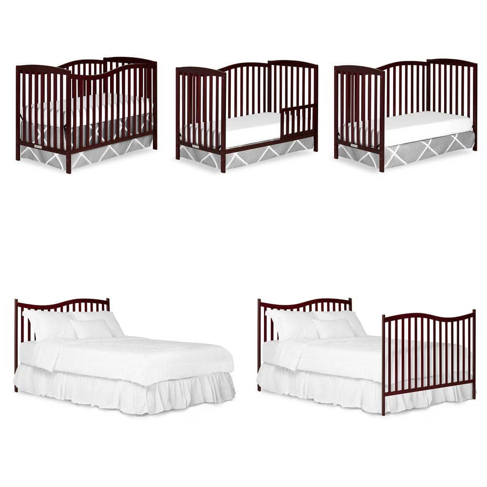 Cherry Pinewood 5-in-1 Convertible Crib with Adjustable Mattress Heights