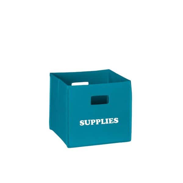 RiverRidge 10.5 in. x 10 in. Folding Supplies Storage Bin in Turquoise