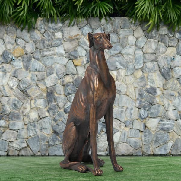 30.25 in. H MGO Sitting Greyhound Dog Garden Statue