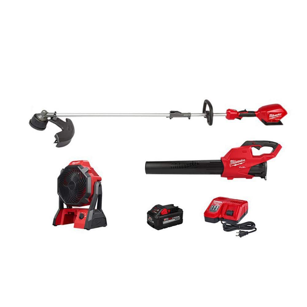 M18 FUEL 18V Lithium-Ion Brushless Cordless QUIK-LOK String Trimmer/Blower Combo Kit with M18 Fan -  Milwaukee, 3000-21-0886-20