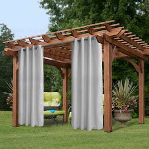 Greyish White Grommets Privacy Curtain Panel for Patio Porch Gazebo Cabana, 50" W x 108" L