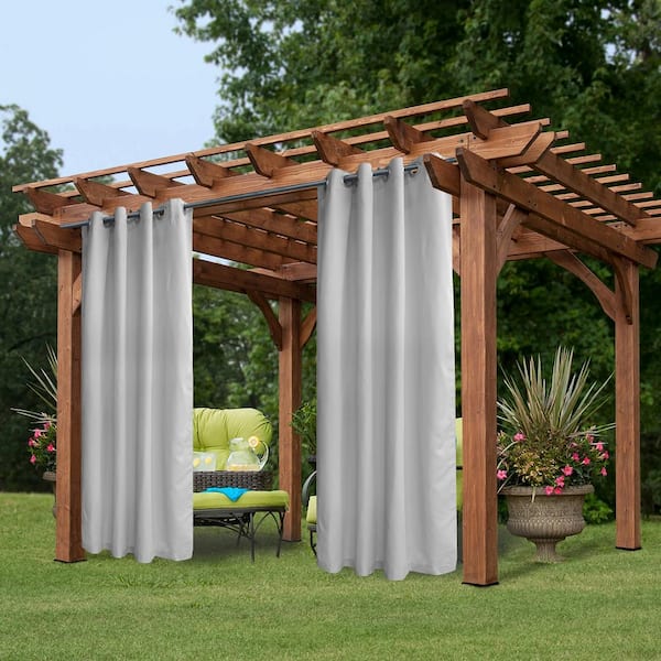 Pro Space Greyish White Grommets Privacy Curtain Panel for Patio Porch Gazebo Cabana, 50" W x 108" L