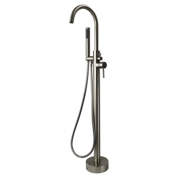 Peyton Single-Handle Freestanding Floor Mount Tub Faucet with Handshower in Brushed Nickel