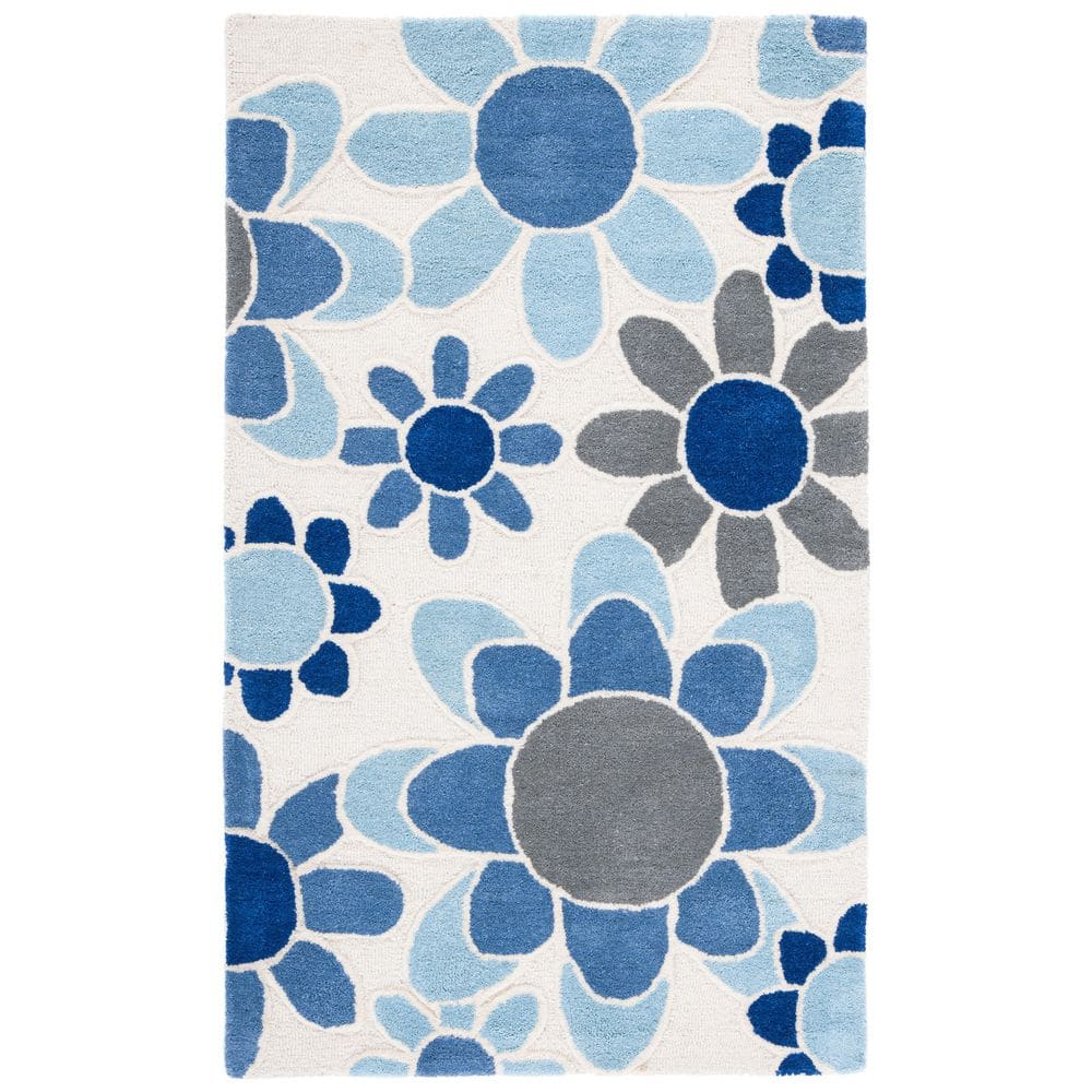 Kids 4 ft. x 6 ft. Ivory/Blue Oversized Floral Area Rug price history on PriceWatchPro