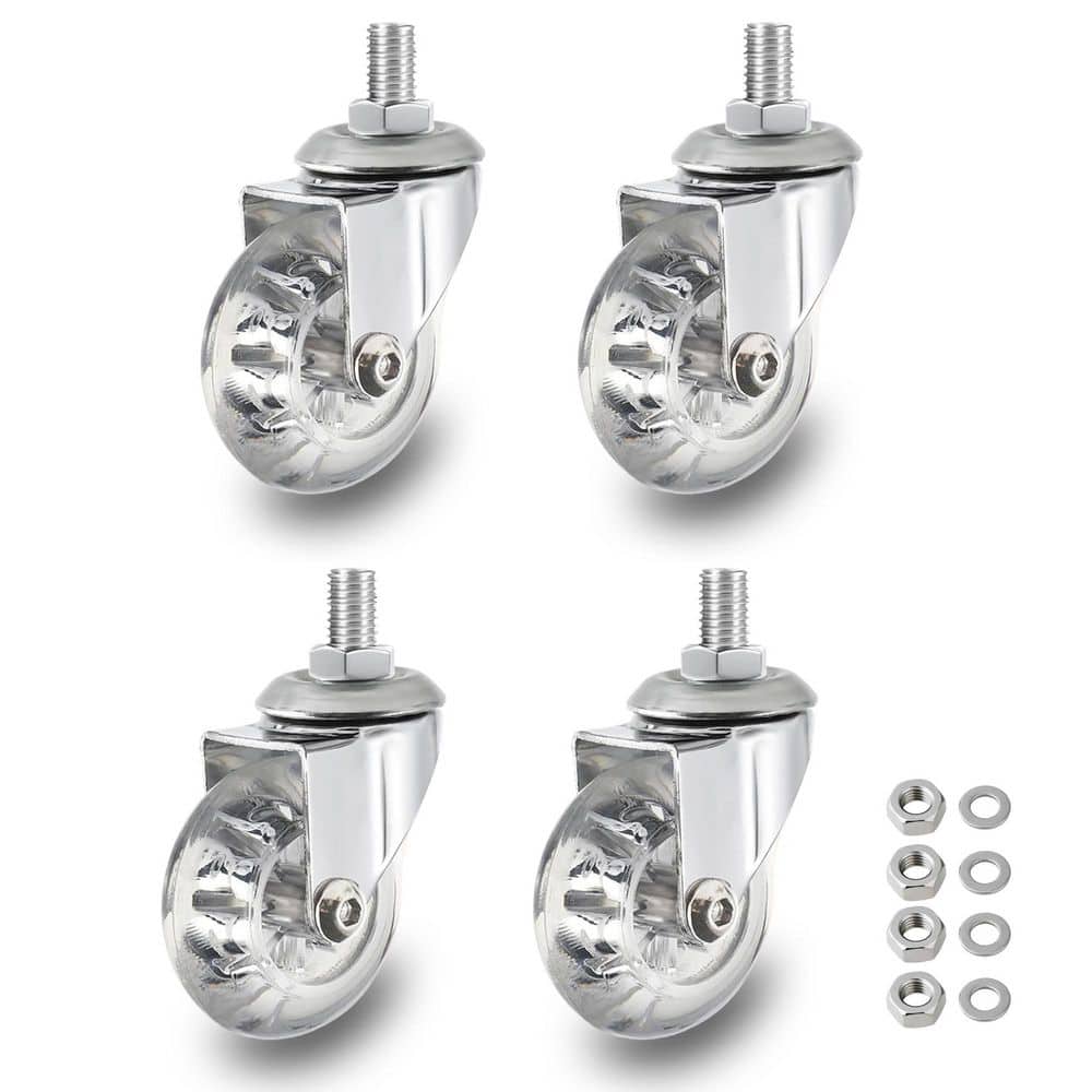 4-Pack Clear 2 in. Swivel Caster Wheels Polyurethane Furniture Hardware Protects Floors 500 lbs. Load Capacity price history on PriceWatchPro