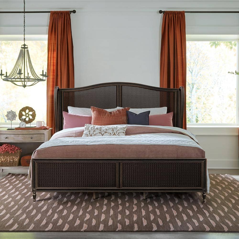 Sausalito King Bed with Wingback Headboard in Oiled Bronze