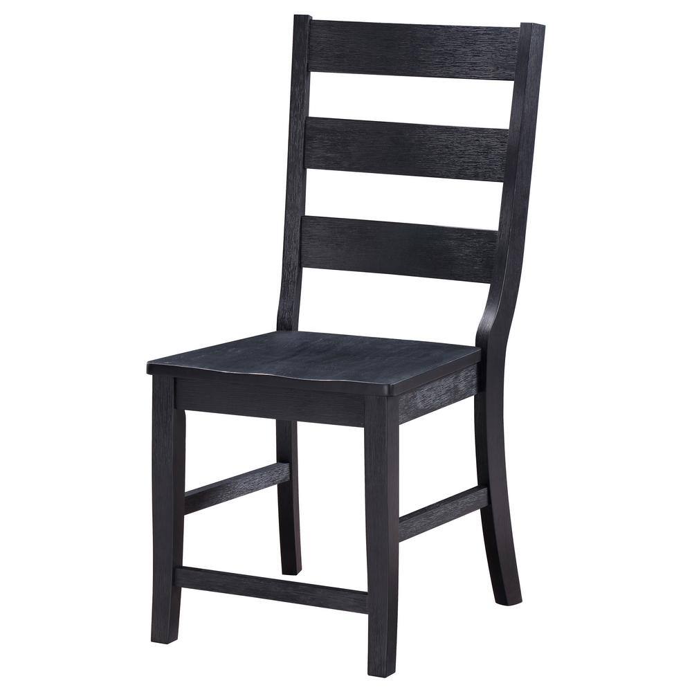 Black High Ladderback Rustic Wood Side Chair Set