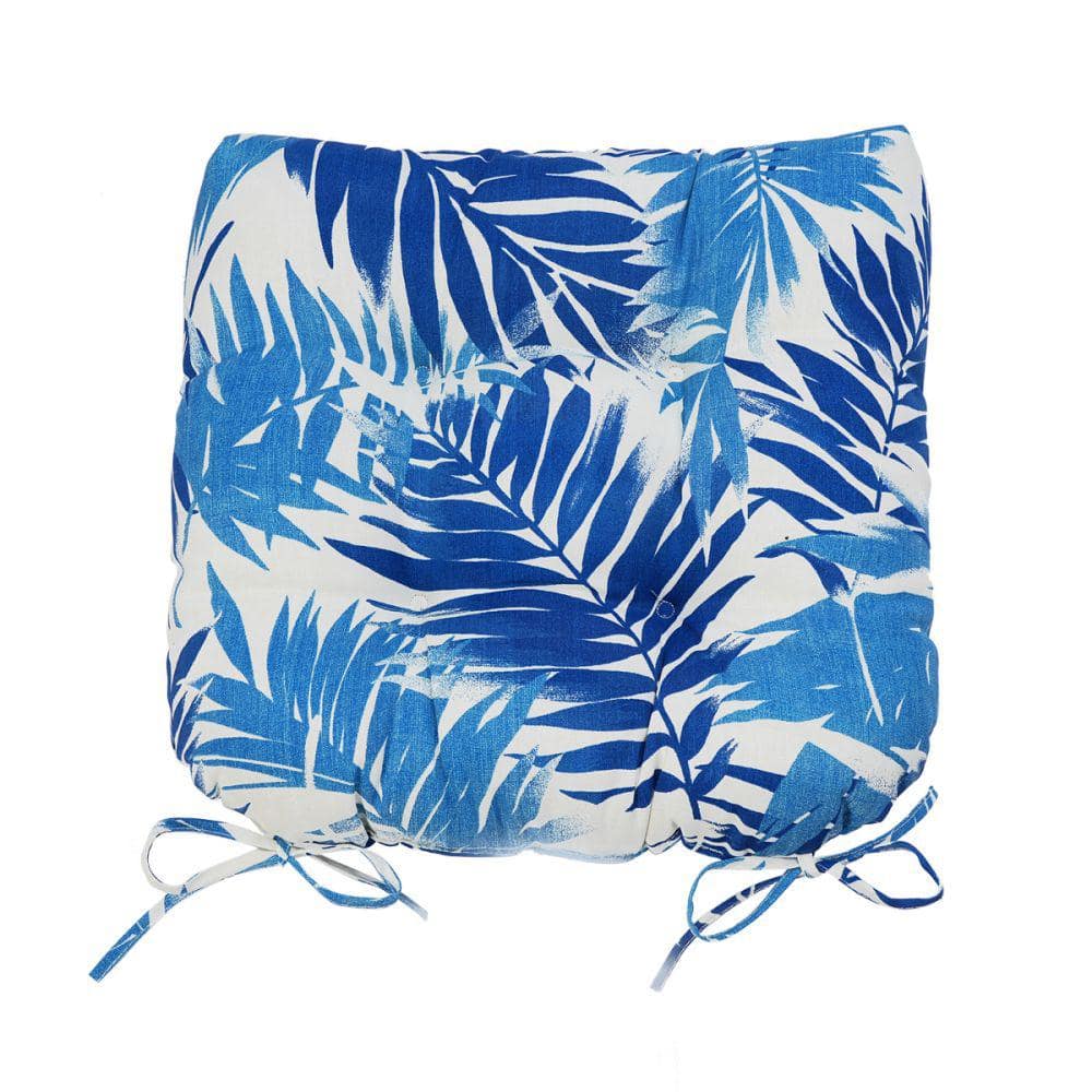 17.11 in. x 5 in. 2-Pieces Blue Flower Outdoor Chaise Lounge Cushions Thick