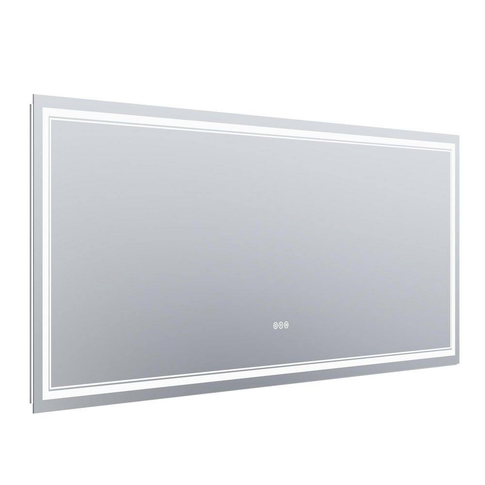 84 in. W x 40 in. H Aluminum Rectangular Frameless LED Defogging Wall Bathroom Vanity Mirror in Silver, Tempered Glass price history on PriceWatchPro
