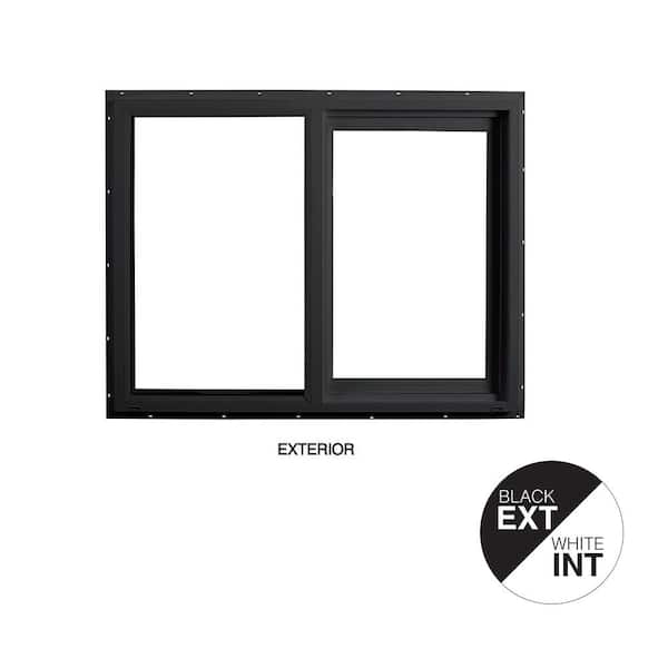 47.5 in. x 35.5 in. Select Series Horizontal Sliding Left Hand Black Vinyl Window with White Int, HPSC Glass and Screen