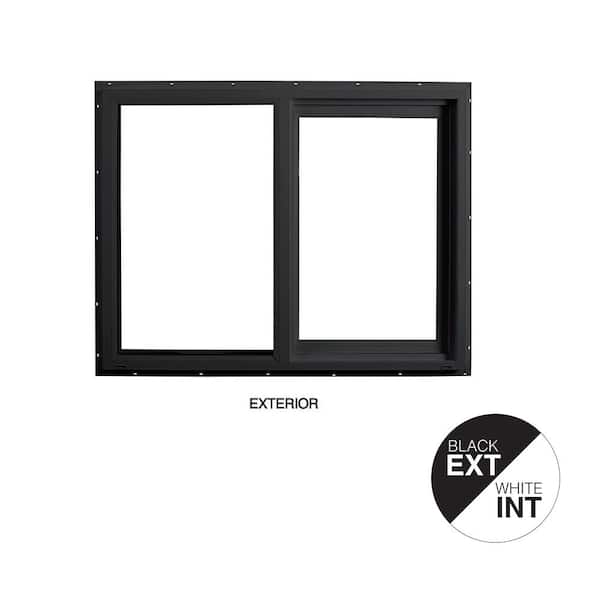 Ply Gem 47.5 in. x 35.5 in. Select Series Horizontal Sliding Left Hand Black Vinyl Window with White Int, HPSC Glass and Screen