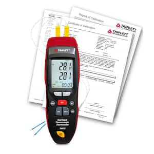 Dual Input Thermocouple Thermometer with Certificate of Traceability to NIST