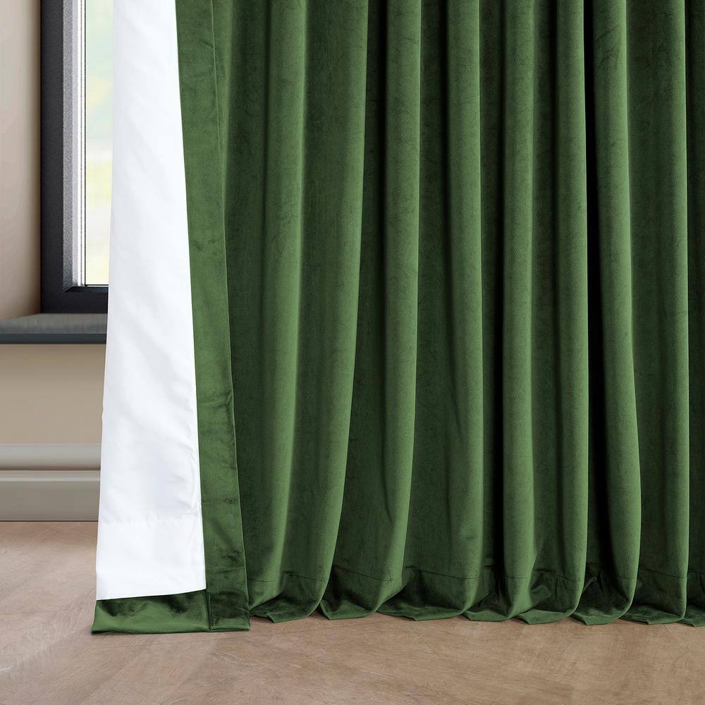 Eden Green 100W x 84L Plush Velvet Room Darkening Curtains